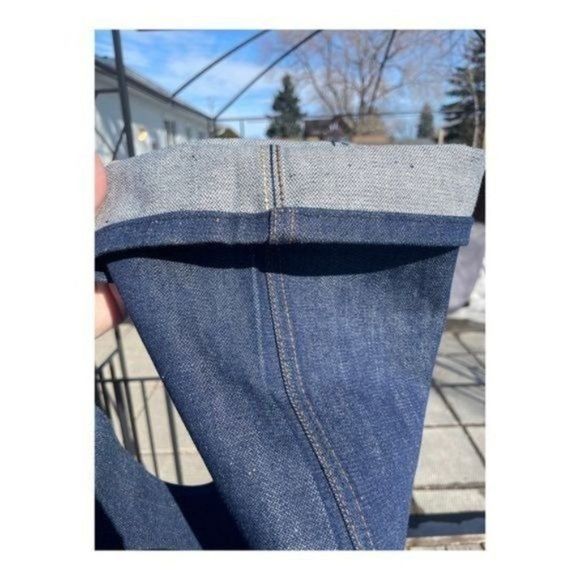 1970s Wrangler High Waist Denim Jeans Pleat front Straight leg Dark Wash 30x36 - Picture 12 of 13
